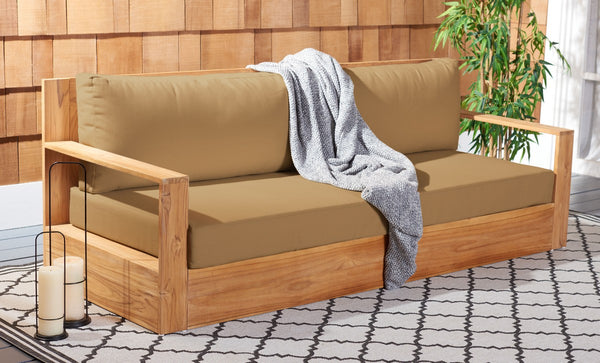 Safavieh Kauai Brazilian Teak Patio Sofa Natural / Brown CPT1041B-2BX