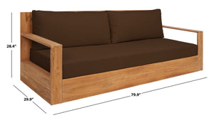 Safavieh Kauai Brazilian Teak Patio Sofa Natural / Dark Brown CPT1041C-2BX