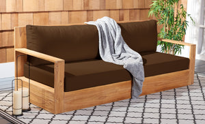 Safavieh Kauai Brazilian Teak Patio Sofa Natural / Dark Brown CPT1041C-2BX