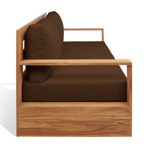 Safavieh Kauai Brazilian Teak Patio Sofa Natural / Dark Brown CPT1041C-2BX