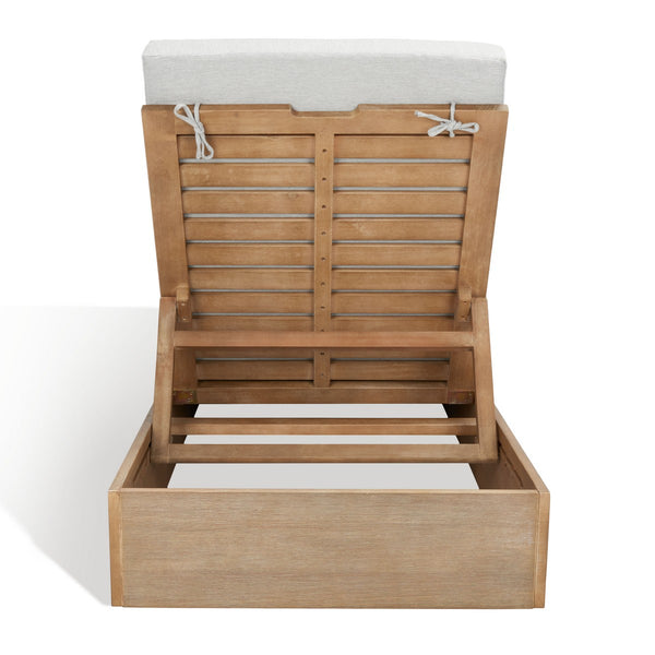 Safavieh Vincent Wood Chaise Lounge Chair Natural / White CPT1043B