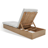 Safavieh Vincent Wood Chaise Lounge Chair Natural / White CPT1043B