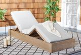 Safavieh Vincent Wood Chaise Lounge Chair Natural / White CPT1043B