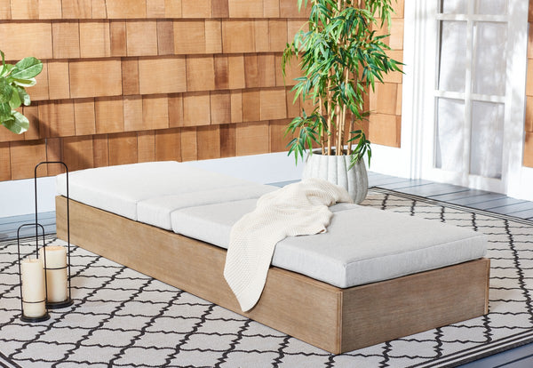 Safavieh Vincent Wood Chaise Lounge Chair Natural / White CPT1043B