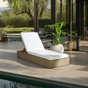 Safavieh VINCENT Wood Chaise Lounge Chair – Embrace Modern Elegance and Comfort for Your Home Décor Natural / White CPT1043B