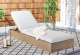 Safavieh Vincent Wood Chaise Lounge Chair Natural / White CPT1043B