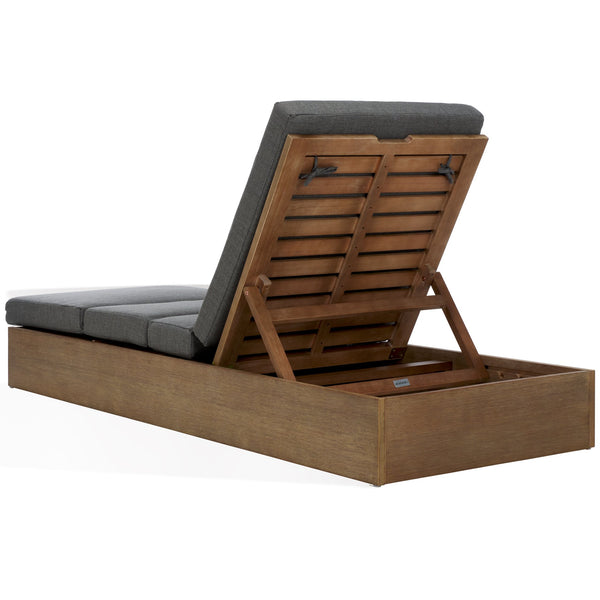 Safavieh Vincent Chaise Lounge Chair – Luxurious Comfort With Adjustable Cushions For Stylish Outdoor Relaxation Natural ,Dark Grey Wood ,Fabric ,Foam Cpt1043c