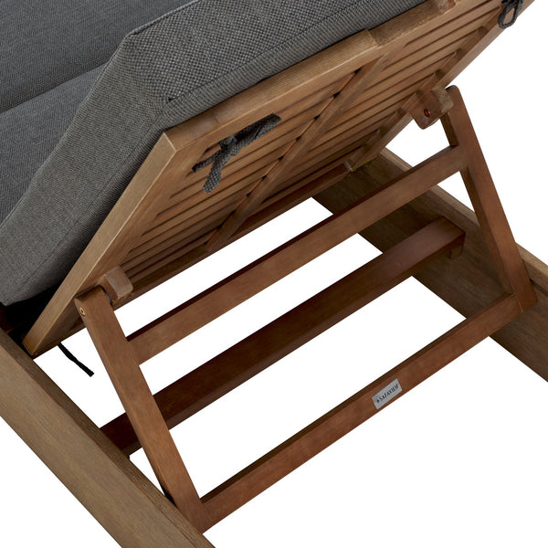 Safavieh Vincent Chaise Lounge Chair – Luxurious Comfort With Adjustable Cushions For Stylish Outdoor Relaxation Natural ,Dark Grey Wood ,Fabric ,Foam Cpt1043c