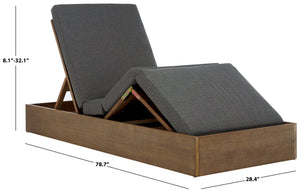 Safavieh Vincent Chaise Lounge Chair – Luxurious Comfort With Adjustable Cushions For Stylish Outdoor Relaxation Natural ,Dark Grey Wood ,Fabric ,Foam Cpt1043c