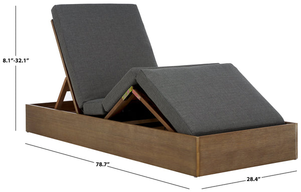 Safavieh Vincent Chaise Lounge Chair – Luxurious Comfort With Adjustable Cushions For Stylish Outdoor Relaxation Natural ,Dark Grey Wood ,Fabric ,Foam Cpt1043c