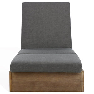 Safavieh Vincent Chaise Lounge Chair – Luxurious Comfort With Adjustable Cushions For Stylish Outdoor Relaxation Natural ,Dark Grey Wood ,Fabric ,Foam Cpt1043c