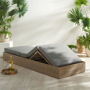 Safavieh Vincent Chaise Lounge Chair – Luxurious Comfort With Adjustable Cushions For Stylish Outdoor Relaxation Natural ,Dark Grey Wood ,Fabric ,Foam Cpt1043c