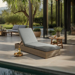 Safavieh VINCENT Wood Chaise Lounge Chair – Embrace Modern Elegance and Comfort for Your Home Décor Natural / Dark Grey CPT1043C