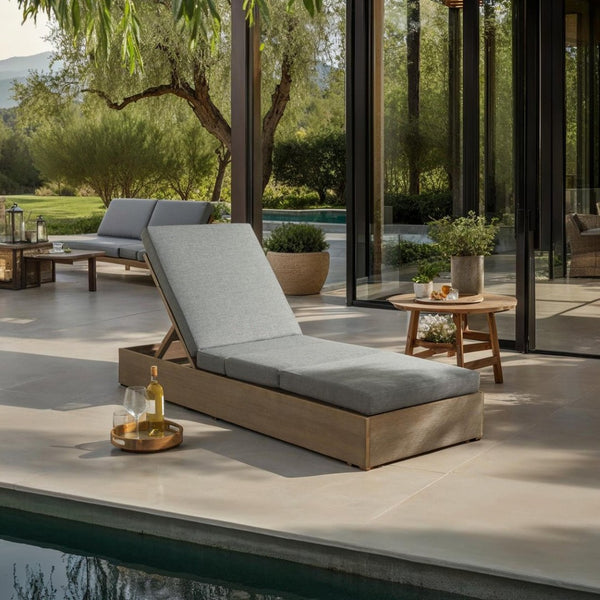 Safavieh VINCENT Wood Chaise Lounge Chair – Embrace Modern Elegance and Comfort for Your Home Décor Natural / Dark Grey CPT1043C