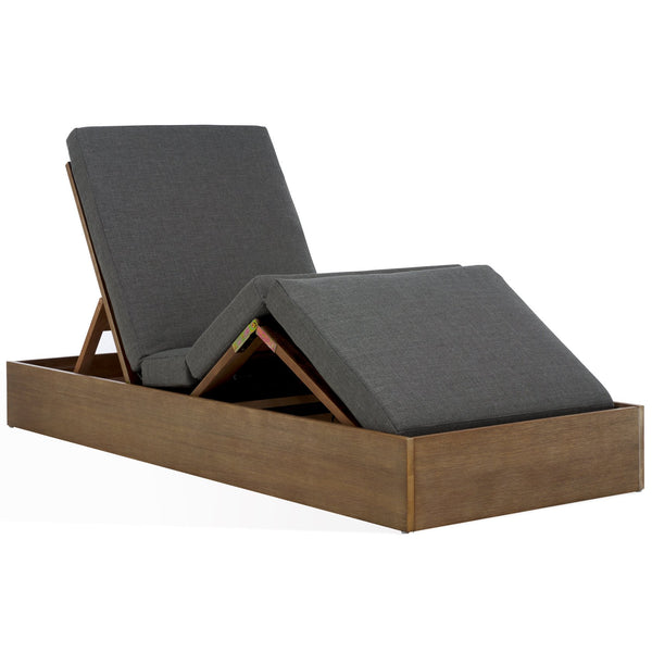 Safavieh Vincent Chaise Lounge Chair – Luxurious Comfort With Adjustable Cushions For Stylish Outdoor Relaxation Natural ,Dark Grey Wood ,Fabric ,Foam Cpt1043c