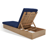 Safavieh Vincent Wood Chaise Lounge Chair Natural / Navy CPT1043D