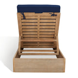 Safavieh Vincent Wood Chaise Lounge Chair Natural / Navy CPT1043D