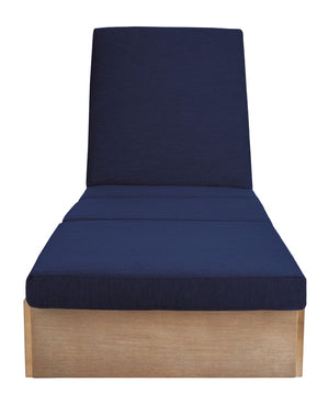 Safavieh Vincent Wood Chaise Lounge Chair Natural / Navy CPT1043D