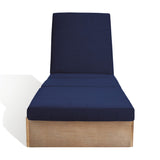 Safavieh Vincent Wood Chaise Lounge Chair Natural / Navy CPT1043D