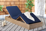 Safavieh Vincent Wood Chaise Lounge Chair Natural / Navy CPT1043D