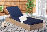 Safavieh Vincent Wood Chaise Lounge Chair Natural / Navy CPT1043D