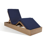 Safavieh Vincent Wood Chaise Lounge Chair Natural / Navy CPT1043D