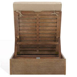 Safavieh Vincent Chaise Lounge Chair – Luxurious Comfort With Adjustable Cushions For Stylish Outdoor Relaxation Natural ,Tan Wood ,Fabric ,Foam Cpt1043e