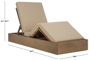 Safavieh Vincent Chaise Lounge Chair – Luxurious Comfort With Adjustable Cushions For Stylish Outdoor Relaxation Natural ,Tan Wood ,Fabric ,Foam Cpt1043e