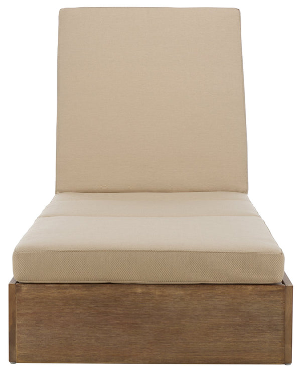 Safavieh Vincent Chaise Lounge Chair – Luxurious Comfort With Adjustable Cushions For Stylish Outdoor Relaxation Natural ,Tan Wood ,Fabric ,Foam Cpt1043e