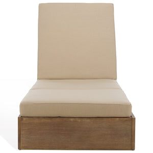 Safavieh Vincent Chaise Lounge Chair – Luxurious Comfort With Adjustable Cushions For Stylish Outdoor Relaxation Natural ,Tan Wood ,Fabric ,Foam Cpt1043e