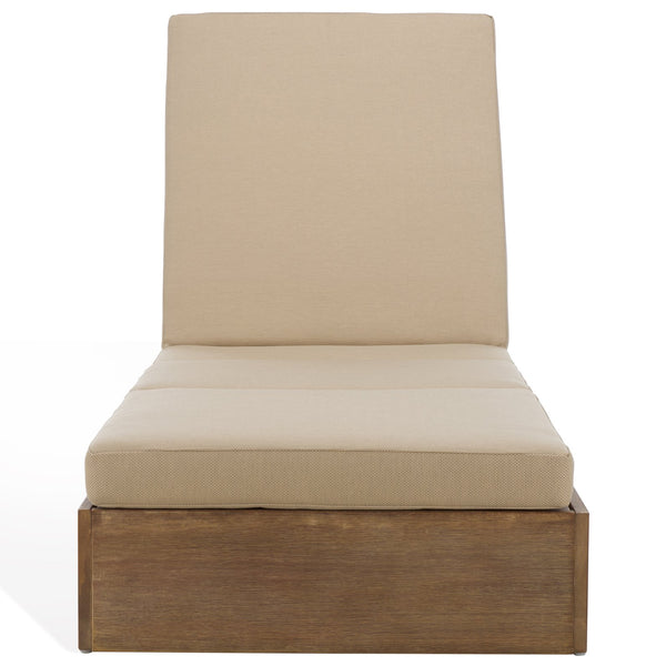 Safavieh Vincent Chaise Lounge Chair – Luxurious Comfort With Adjustable Cushions For Stylish Outdoor Relaxation Natural ,Tan Wood ,Fabric ,Foam Cpt1043e