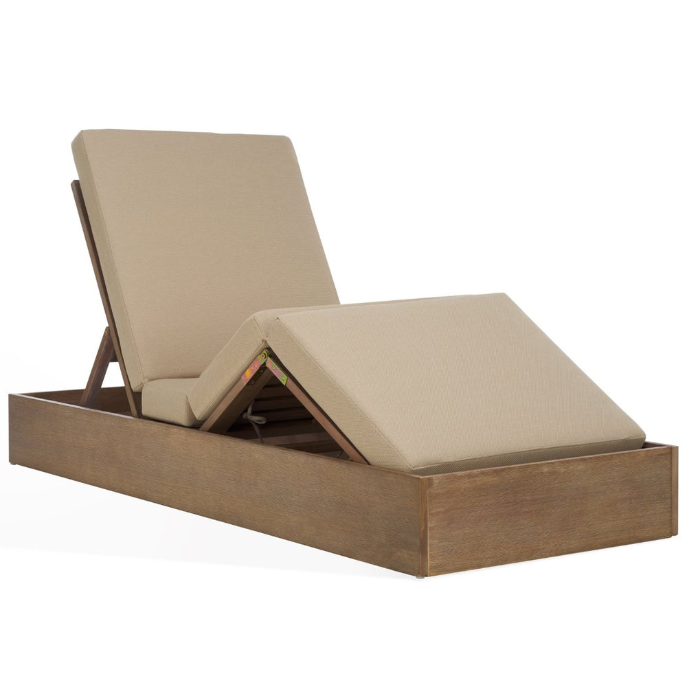 Safavieh VINCENT Wood Chaise Lounge Chair – Embrace Modern Elegance and Comfort for Your Home Décor Natural / Tan CPT1043E