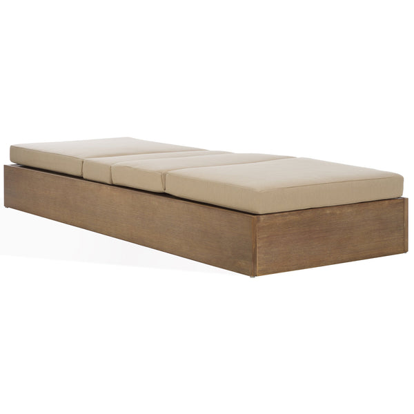 Safavieh Vincent Chaise Lounge Chair – Luxurious Comfort With Adjustable Cushions For Stylish Outdoor Relaxation Natural ,Tan Wood ,Fabric ,Foam Cpt1043e