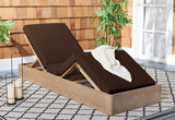 Safavieh Vincent Wood Chaise Lounge Chair Natural / Dark Brown CPT1043G