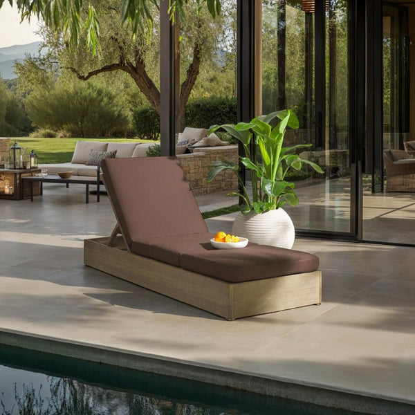 Safavieh VINCENT Wood Chaise Lounge Chair – Embrace Modern Elegance and Comfort for Your Home Décor Natural / Dark Brown CPT1043G