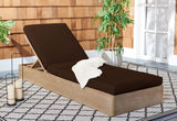 Safavieh Vincent Wood Chaise Lounge Chair Natural / Dark Brown CPT1043G