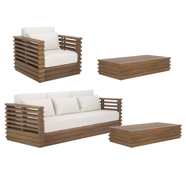 Safavieh Tortuga Eucalyptus Patio Coffee Table - Stylish, Durable Design For Outdoor Entertaining Bliss Natural Wood Cpt1046a