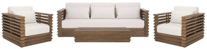 Safavieh TORTUGA Eucalyptus Patio Chair - Weather-Resistant, Coastal Charm with White Olefin Cushions CPT1047A