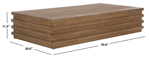Safavieh Tortuga Eucalyptus Patio Coffee Table - Stylish, Durable Design For Outdoor Entertaining Bliss Natural Wood Cpt1046a