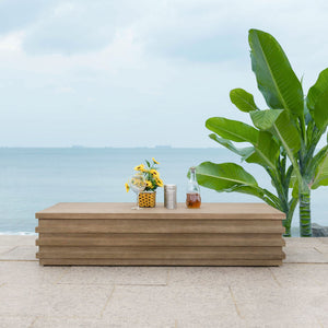 Safavieh Tortuga Eucalyptus Patio Coffee Table - Stylish, Durable Design For Outdoor Entertaining Bliss Natural Wood Cpt1046a