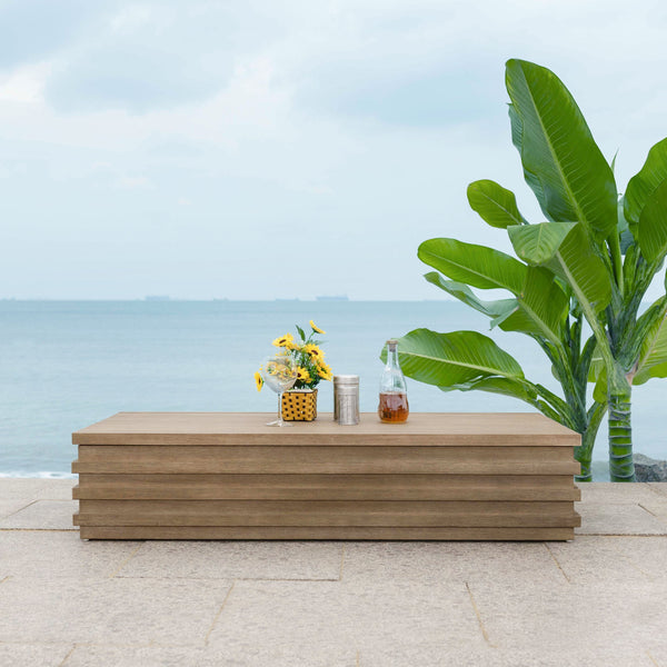 Safavieh Tortuga Eucalyptus Patio Coffee Table - Stylish, Durable Design For Outdoor Entertaining Bliss Natural Wood Cpt1046a