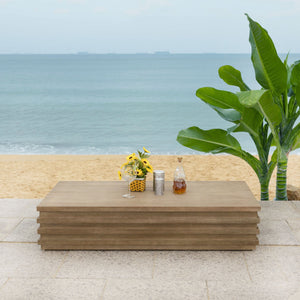 Safavieh Tortuga Eucalyptus Patio Coffee Table - Stylish, Durable Design For Outdoor Entertaining Bliss Natural Wood Cpt1046a