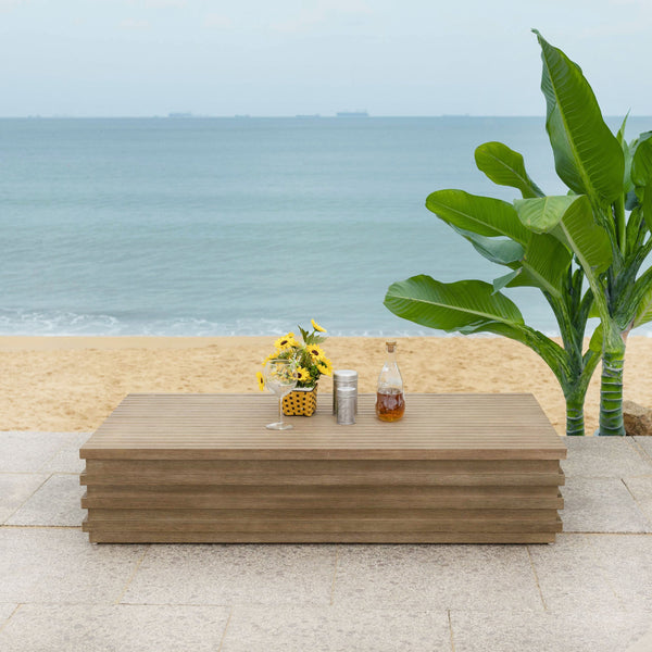 Safavieh Tortuga Eucalyptus Patio Coffee Table - Stylish, Durable Design For Outdoor Entertaining Bliss Natural Wood Cpt1046a