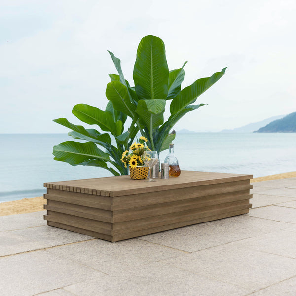 Safavieh Tortuga Eucalyptus Patio Coffee Table - Stylish, Durable Design For Outdoor Entertaining Bliss Natural Wood Cpt1046a