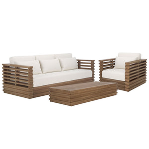 Safavieh TORTUGA Eucalyptus Patio Coffee Table - Stylish, Sustainable Wood Design for Outdoor Entertaining CPT1046A