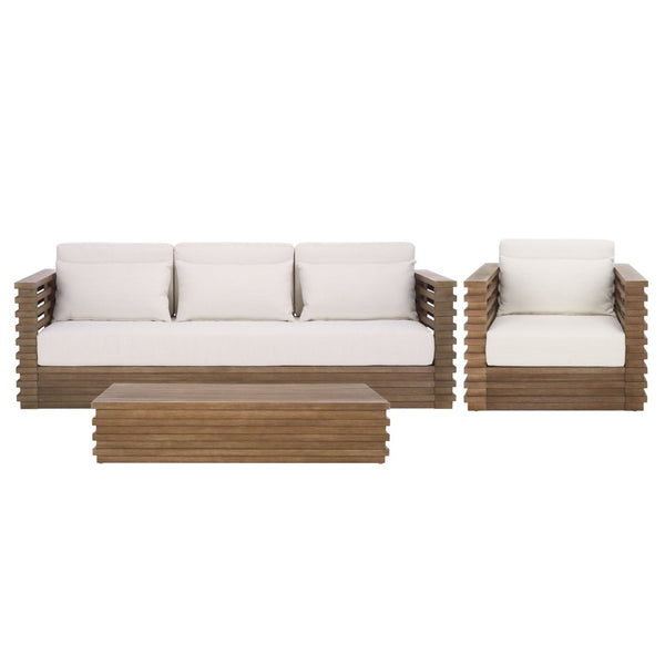 Safavieh TORTUGA Eucalyptus Patio Coffee Table - Stylish, Sustainable Wood Design for Outdoor Entertaining CPT1046A