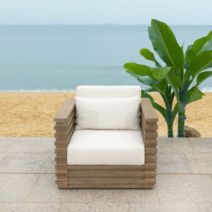 Safavieh Tortuga Eucalyptus Patio Coffee Table - Stylish, Durable Design For Outdoor Spaces & Gatherings Natural ,White Wood ,Fabric ,Foam Cpt1047a