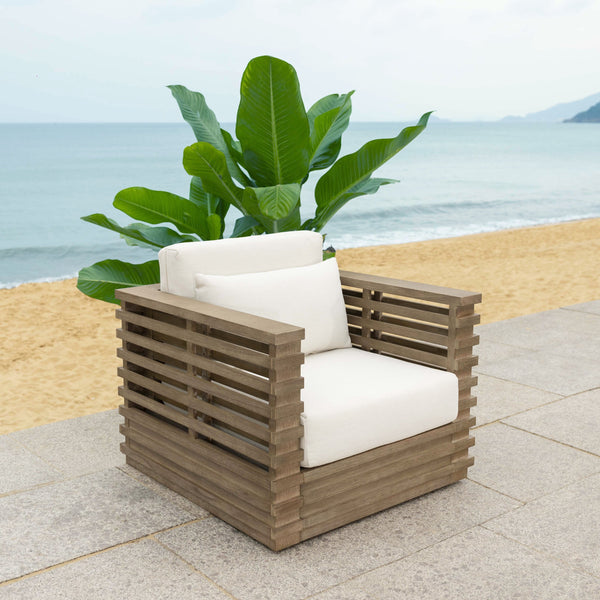 Safavieh Tortuga Eucalyptus Patio Coffee Table - Stylish, Durable Design For Outdoor Spaces & Gatherings Natural ,White Wood ,Fabric ,Foam Cpt1047a