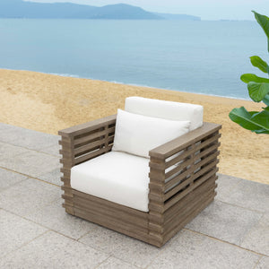 Safavieh Tortuga Eucalyptus Patio Coffee Table - Stylish, Durable Design For Outdoor Spaces & Gatherings Natural ,White Wood ,Fabric ,Foam Cpt1047a