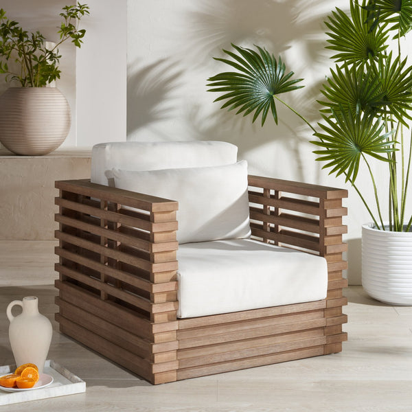 Safavieh Tortuga Eucalyptus Patio Coffee Table - Stylish, Durable Design For Outdoor Spaces & Gatherings Natural ,White Wood ,Fabric ,Foam Cpt1047a